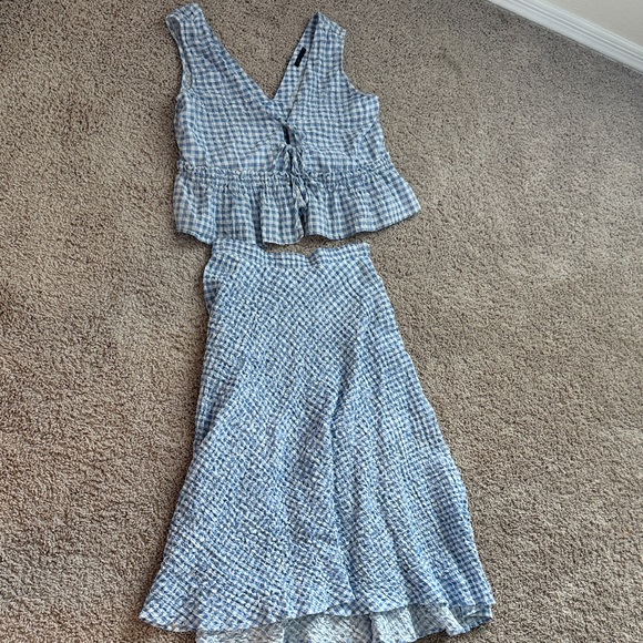 Zara Blue Checkered Midi Dress - Picture 4 of 4